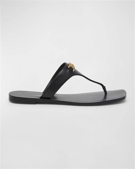 Versace Medusa Leather Flat Thong Sandals